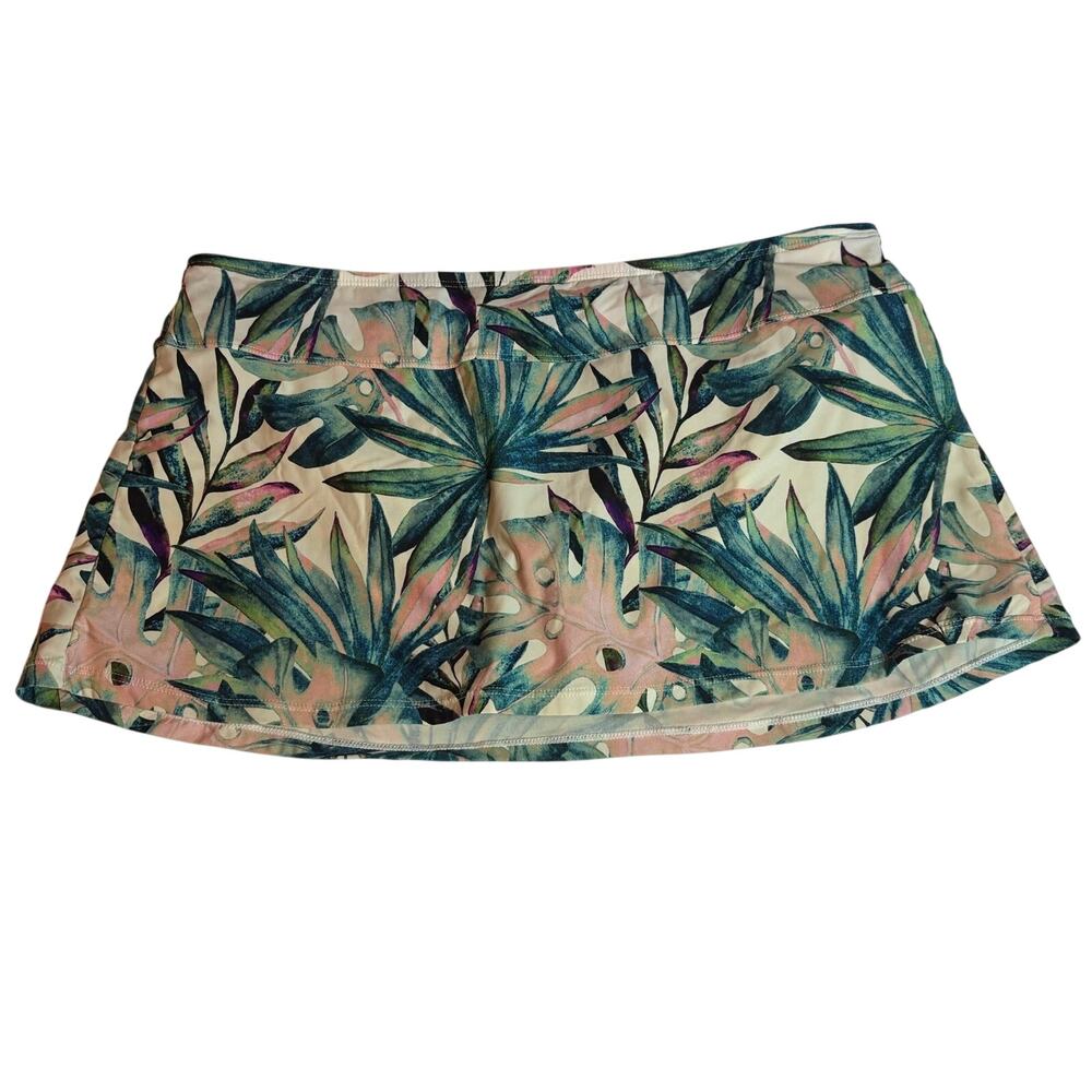 Alex Marie M Tropical Palm Leaf Bikini Swim Bottom High Rise Lined Medium